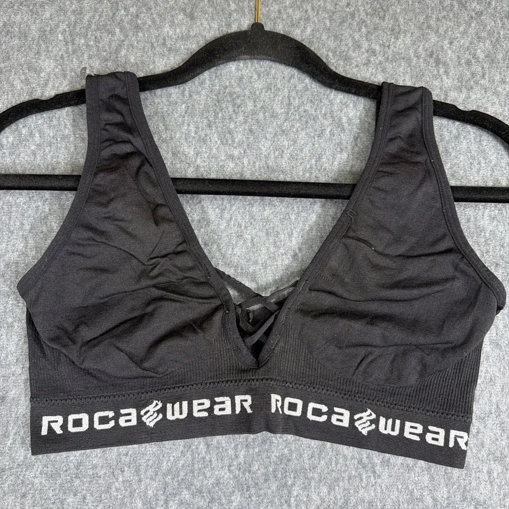 Rockwear Sports Bra Size Large Y2K Black Color